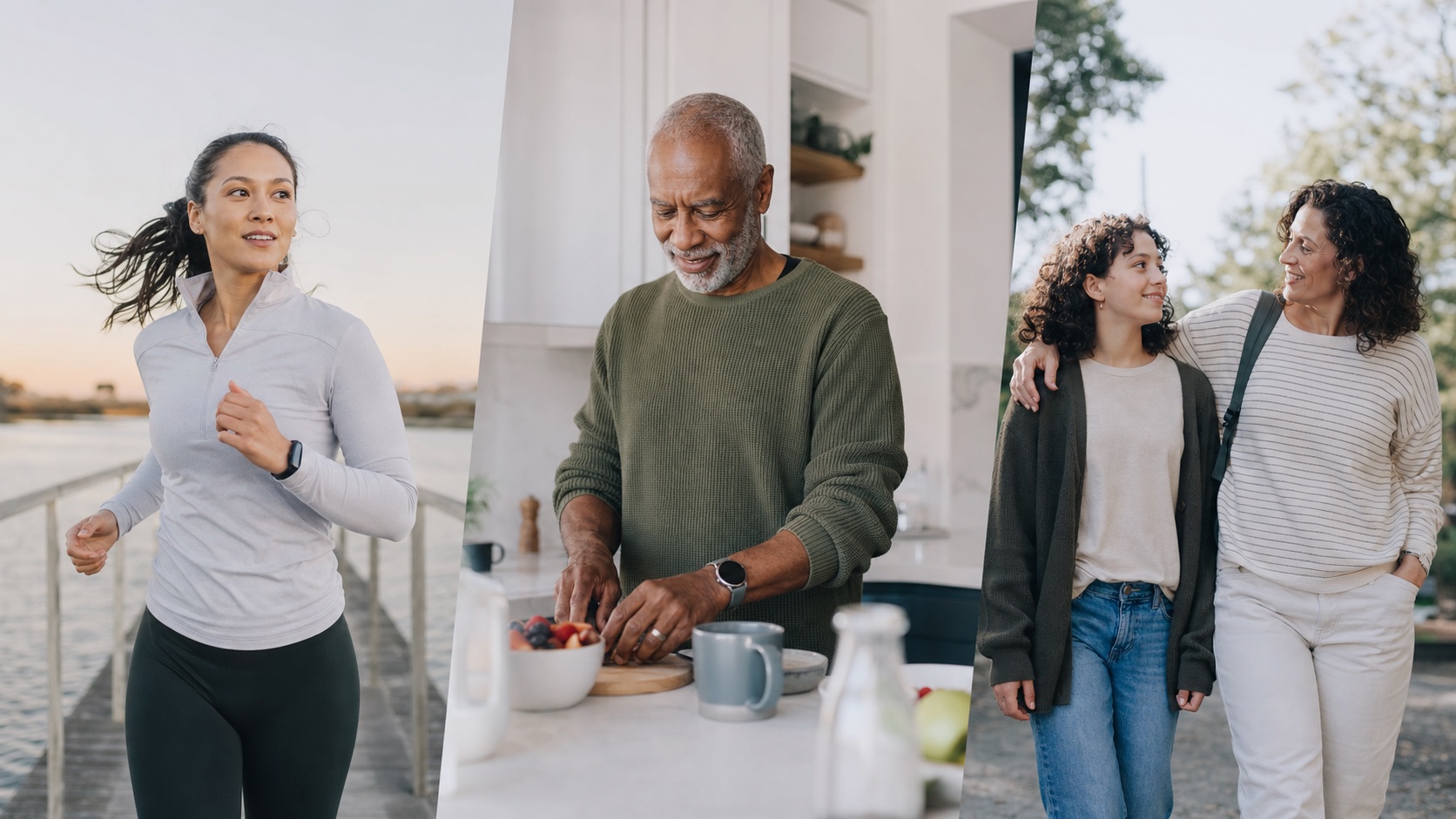 People using wearable health data while running, at home, and with family